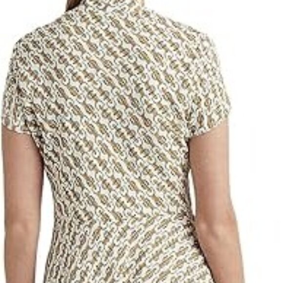 NEWLAUREN RALPH LAUREN Equestrian-Print Georgette Dress Size 10 - Picture 2 of 8